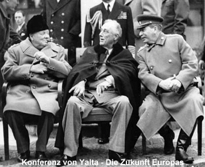 10 a_c_roosevelt-stalin-yalta.jpg - La "Conferenza di Yalta" è il nome del vertice tenutosi tra il 4 e l'11 febbraio 1945 in Crimea, I tre protagonisti furono Winston Churchill, Franklin Delano Roosevelt e Stalin. Le decisioni prese a Jalta ebbero profonde ripercussioni sulla storia mondiale e, per l'Italia, continuano ad averne (ma a nostro favore il "Muro" non crolla mai?)